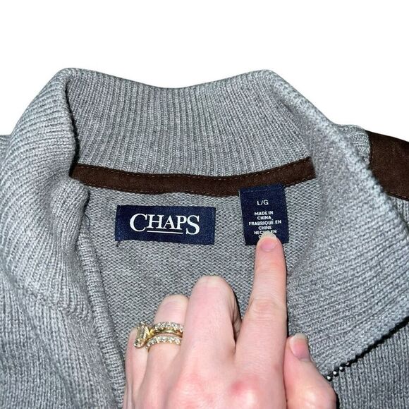 NWT CHAPS Men’s Grey Woven Zip Up Vest Size L - Picture 3 of 7